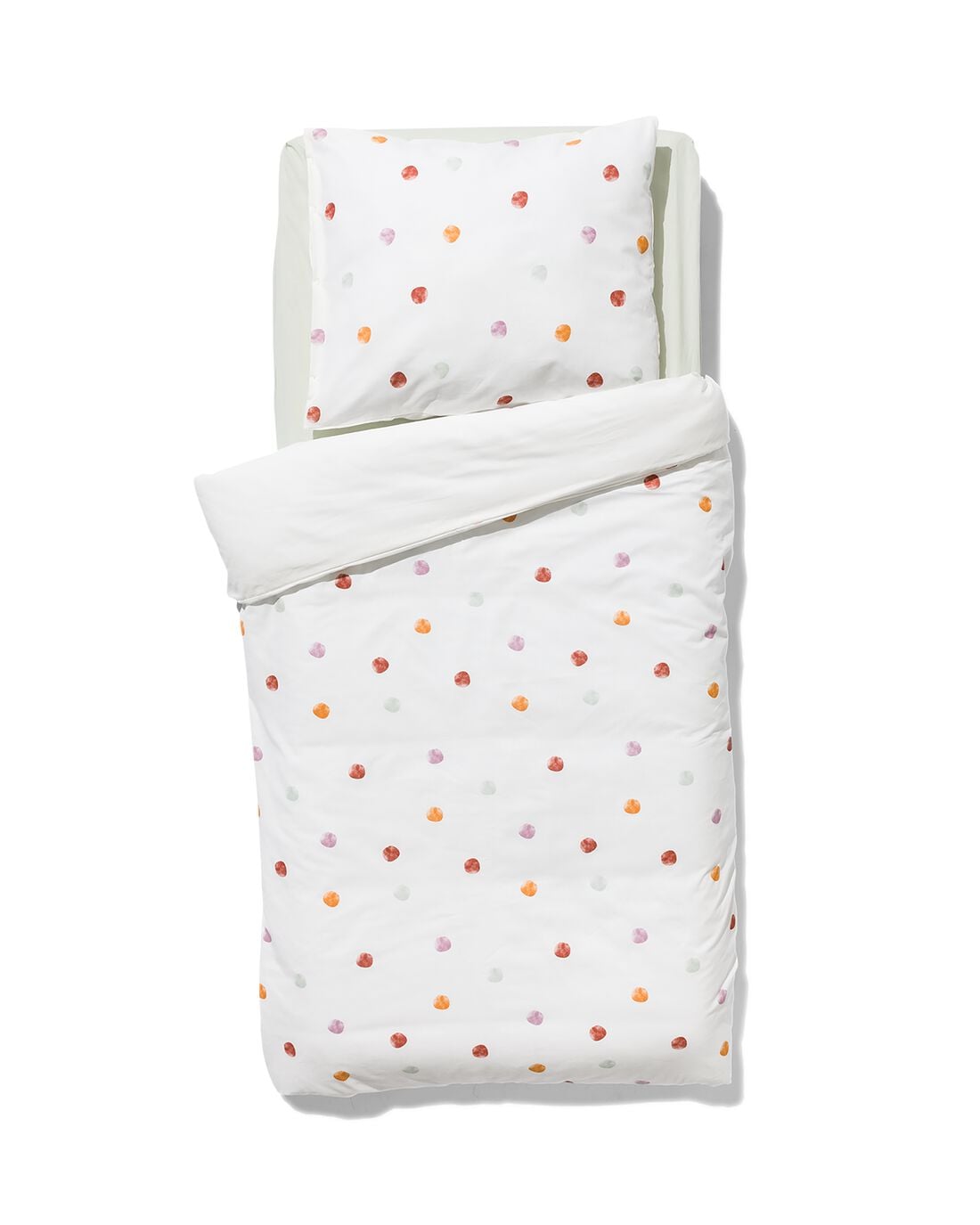 HEMA Peuterdekbedovertrek 120x150cm zacht katoen gekleurde stippen (wit) | HEMA
