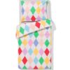 HEMA Peuterdekbedovertrek 120x150cm zacht katoen ruiten met poppenslaapzakje (multi) | HEMA