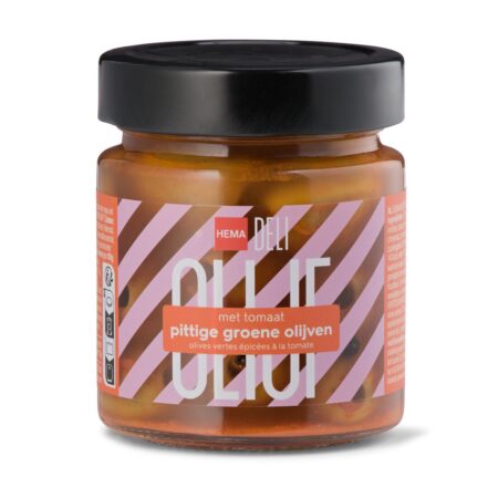 HEMA Pittige groene olijven met tomaat 200g | HEMA
