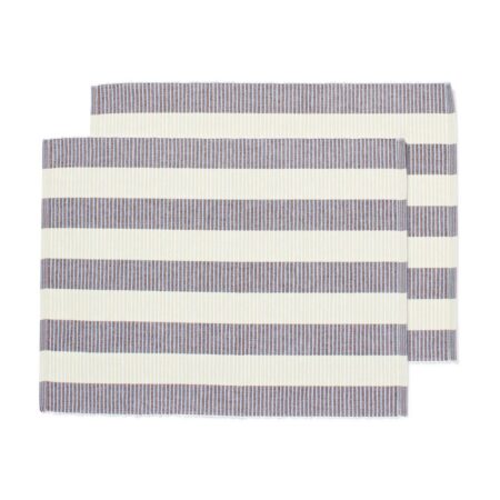 HEMA Placemats 35x45cm katoen strepen blauw-bruin - 2 stuks (blauw) | HEMA