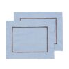 Placemats 45x35cm katoen broderie blauw - 2 stuks (blauw)