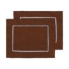 Placemats 45x35cm katoen broderie bruin - 2 stuks (bruin)
