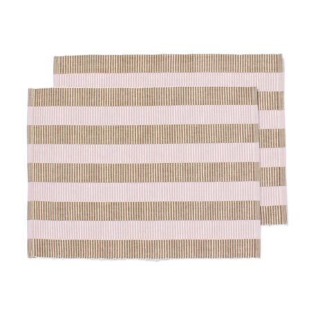 HEMA Placemats 45x35cm katoen strepen roze-wit - 2 stuks (roze) | HEMA