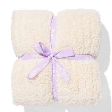 HEMA Plaid 130x150cm teddy strepen wit (wit) | HEMA