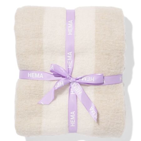 HEMA Plaid 130x150cm wollook strepen beige (beige) | HEMA