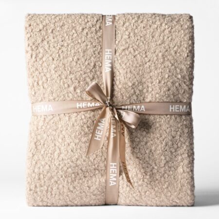 Plaid 150x130cm boucle taupe