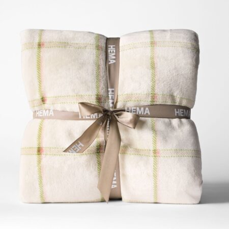 Plaid 150x130cm sherpa ruit (wit)