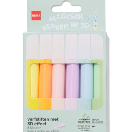 HEMA Puffy verfstiften - 6 stuks | HEMA