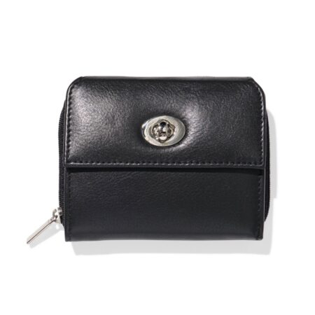 HEMA Ritsportemonnee met flap leer zwart | HEMA