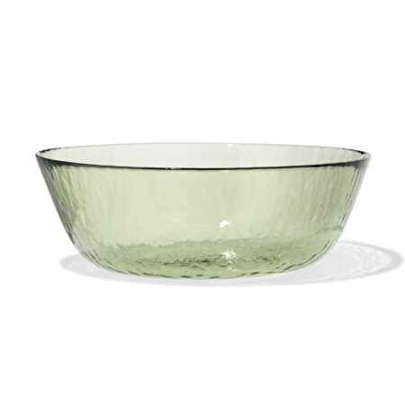 Saladeschaal ⌀28x9cm glas gehamerd groen