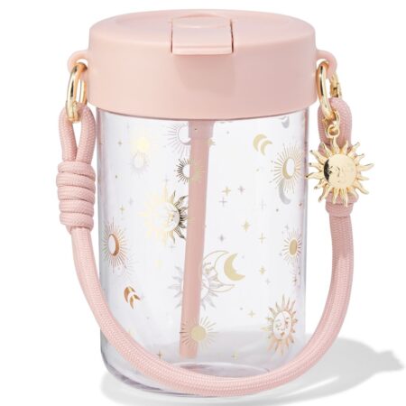 HEMA Sassy me waterfles 450ml met bandje zonnetje (oudroze) | HEMA