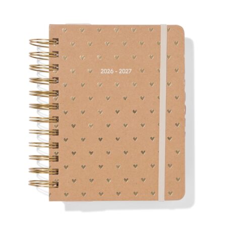 HEMA Schoolagenda 2026-2027 15.4x18.6x3.5cm kraft hartjes | HEMA