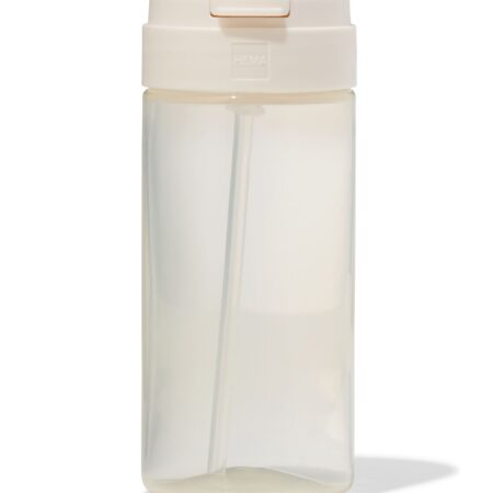 HEMA Schoolbeker met rietje 300ml beige (beige) | HEMA