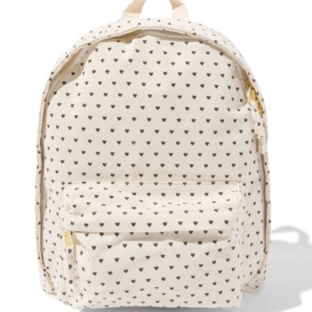 HEMA Schooltas 40x30x10cm hartjes (gebroken wit) | HEMA