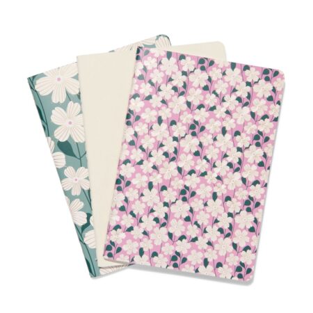 Schrift A5 gelinieerd bloemen - 3 stuks (multi)