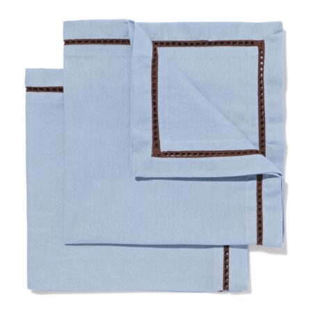 Servetten 47x47cm katoen blauw-bruin - 2 stuks (blauw)