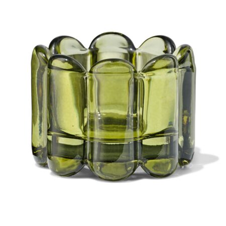 Sfeerlichthouder glas ribbel groen