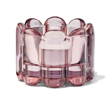 HEMA Sfeerlichthouder glas ribbel roze (roze) | HEMA