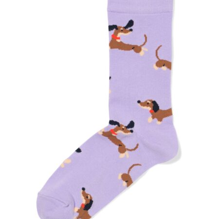 HEMA Sokken voor volwassenen 'can i get a woof woof' lavendel (lavendel) | HEMA