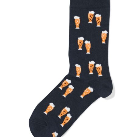 HEMA Sokken voor volwassenen 'don't worry beer happy' donkerblauw (donkerblauw) | HEMA