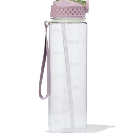 HEMA Sportfles met rietje 1L roze-groen (donkerroze) | HEMA