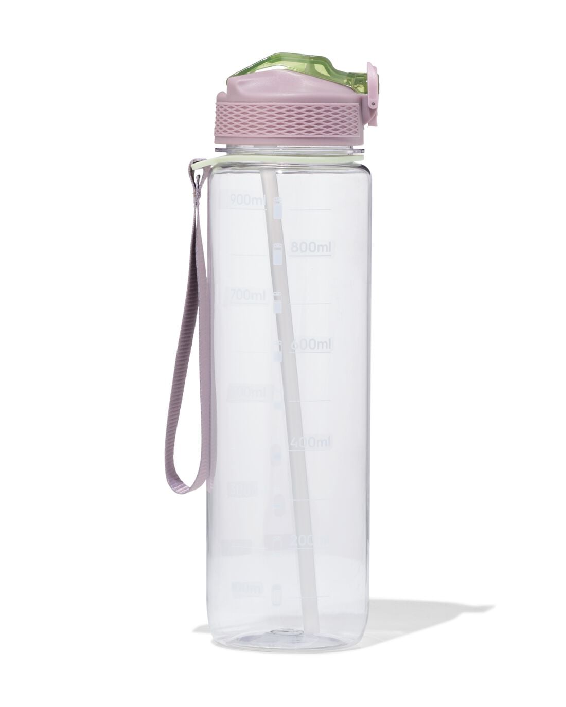 HEMA Sportfles met rietje 1L roze-groen (donkerroze) | HEMA
