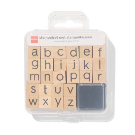 HEMA Stempelset alphabet met stempelkussen hout | HEMA