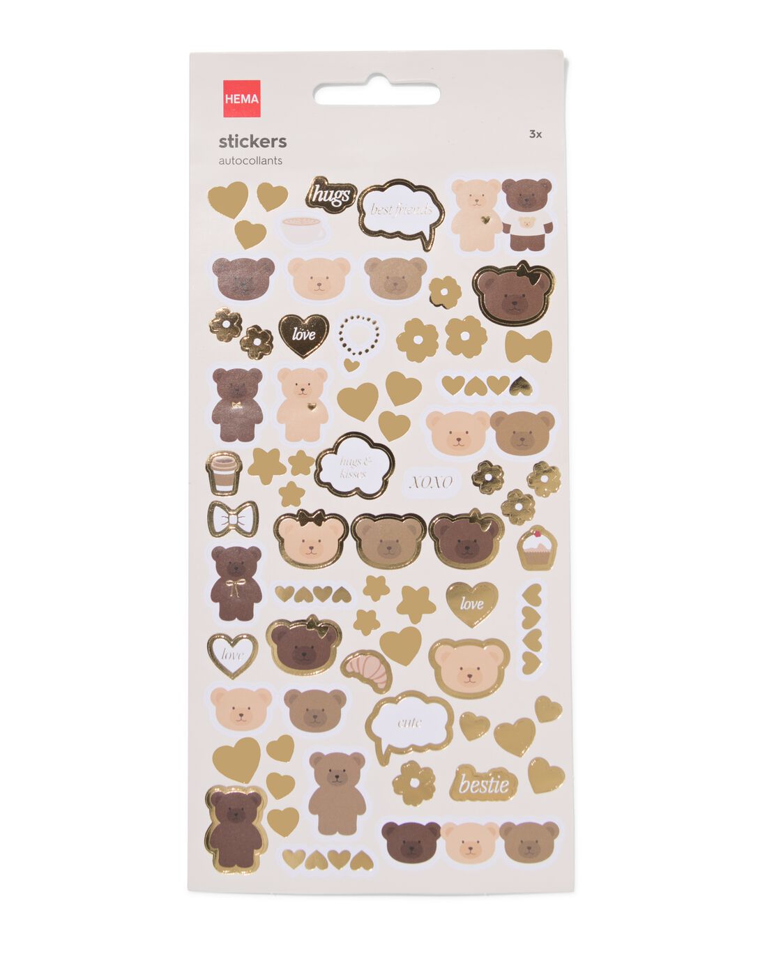 HEMA Stickervellen 22x10cm beren - 3 stuks (multicolor) | HEMA