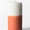 Stompkaars ⌀7x13cm ribbel ivoor-oranje (donkeroranje)