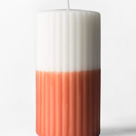 Stompkaars ⌀7x13cm ribbel ivoor-oranje (donkeroranje)