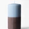 Stompkaars ⌀7x13cm ribbel lichtblauw-bruin (blauw)