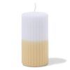Stompkaars ⌀7x13cm ribbel wit-lichtgeel