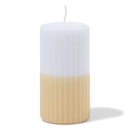 HEMA Stompkaars ⌀7x13cm ribbel wit-lichtgeel (lichtgeel) | HEMA