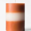 Stompkaarsen ⌀7x10cm strepen donkeroranje-ivoor (donkeroranje)