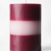 Stompkaarsen ⌀7x10cm strepen roze-aubergine (roze)