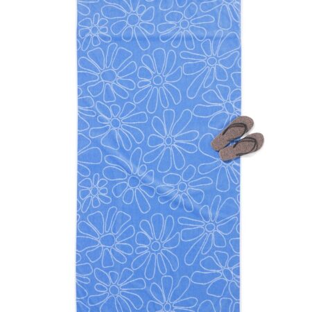 HEMA Strandlaken 90x180cm velours bloemen (blauw) | HEMA