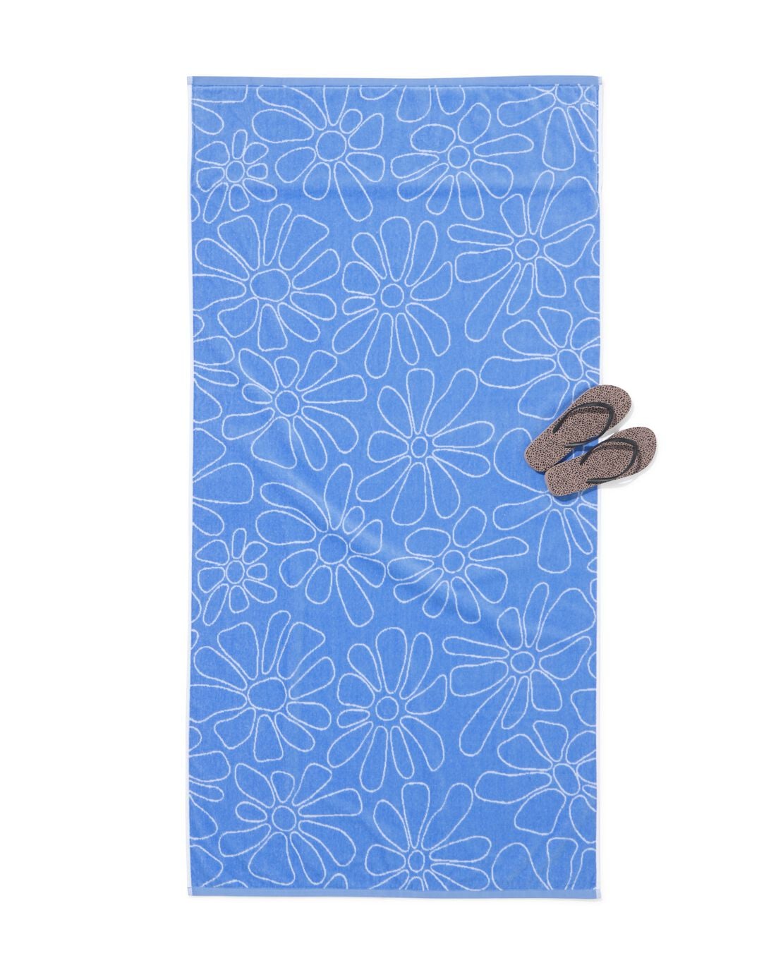 HEMA Strandlaken 90x180cm velours bloemen (blauw) | HEMA