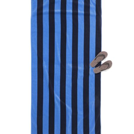 HEMA Strandlaken 90x180cm velours strepen (blauw) | HEMA