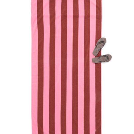 HEMA Strandlaken 90x180cm velours strepen (bruin) | HEMA