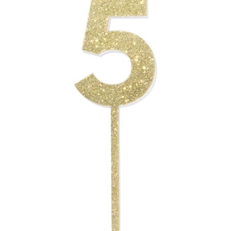 HEMA Taartdecoratie herbruikbaar cijfer 5 (goud) | HEMA
