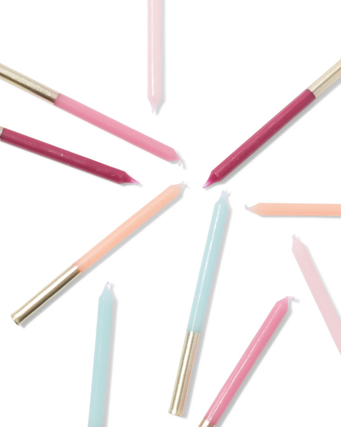 HEMA Taartkaarsjes 16cm pastel met goud - 10 stuks | HEMA