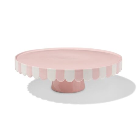 HEMA Taartplateau keramiek geschulpte rand roze (roze) | HEMA