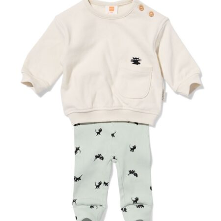 HEMA Takkie babykledingset aansluitend rib ecru (ecru) | HEMA