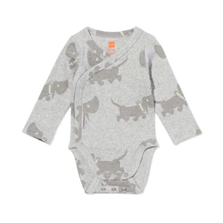 HEMA Takkie babyromper jersey meegroei grijsmelange (grijsmelange) | HEMA