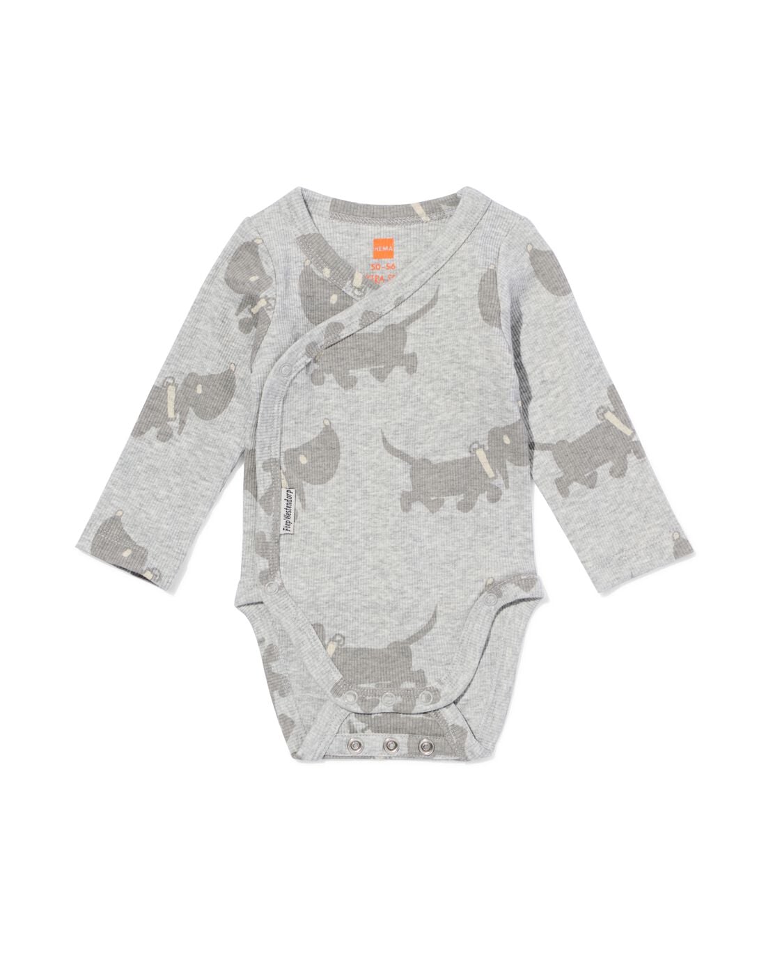 HEMA Takkie babyromper jersey meegroei grijsmelange (grijsmelange) | HEMA