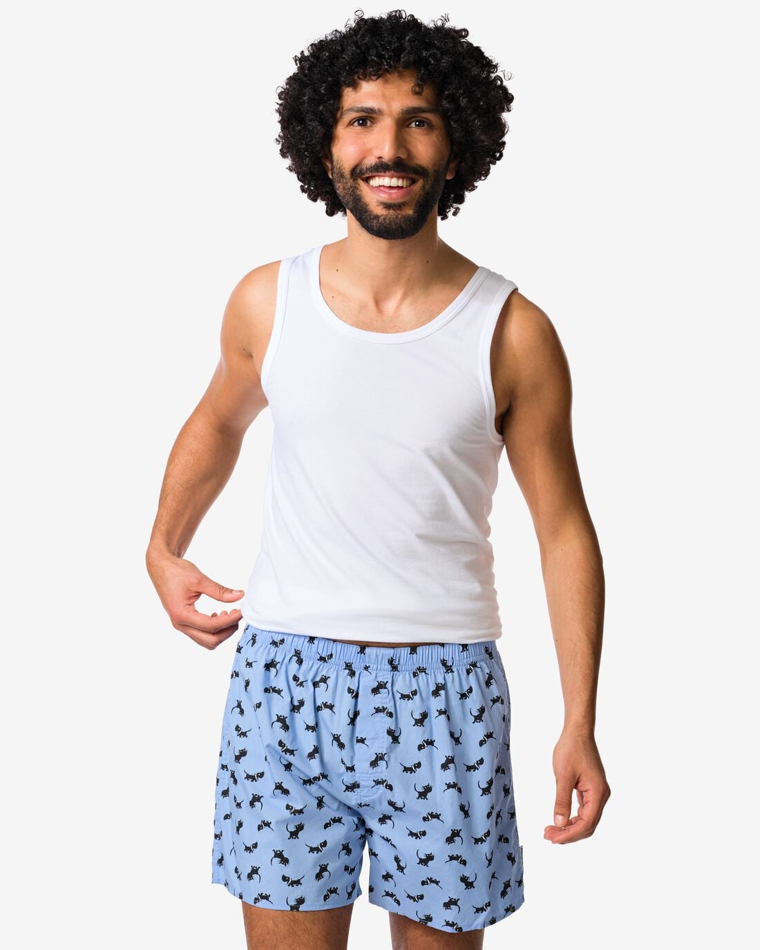 HEMA Takkie herenboxer print katoen blauw (blauw) | HEMA