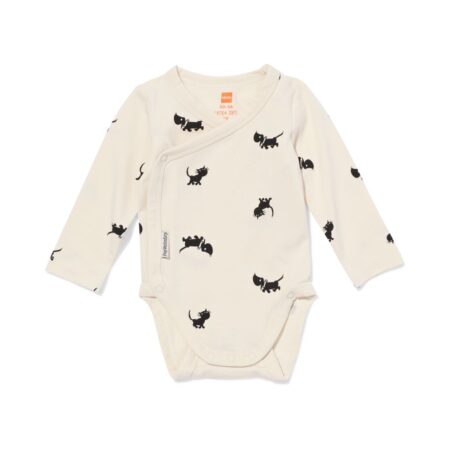 HEMA Takkie newborn meegroei overslagromper ecru (ecru) | HEMA