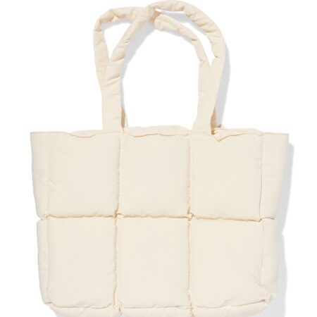 HEMA Tas 40x32x10cm gewatteerd ruiten (gebroken wit) | HEMA