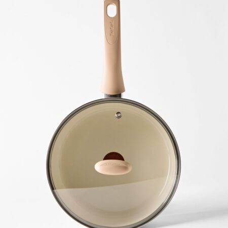 HEMA Tefal hapjespan Ø24cm keramisch PFAS-vrij met deksel (beige) | HEMA