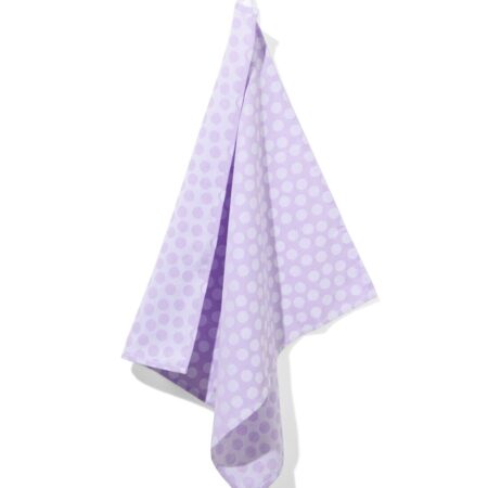HEMA Theedoek 65x65 katoen lila met stippen (lila) | HEMA